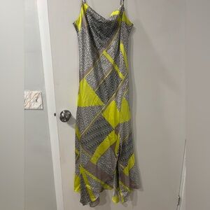 Express Yellow and Black Geometric Maxi Dress